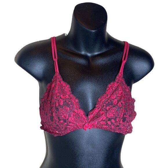 Victoria’s Secret 36B red/black lace bra festival coquette romantic moody - Picture 1 of 5